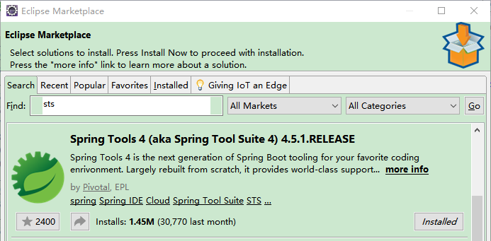 在Eclipse中安装Spring Tools