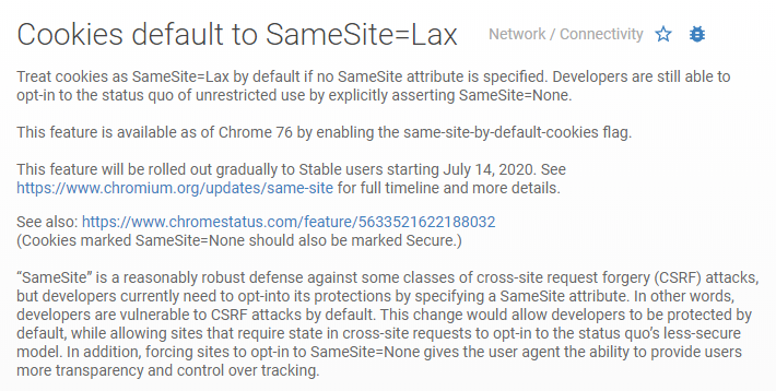 SameSite属性的默认值变成Lax